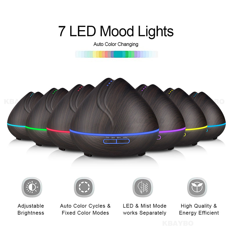 Wood Grain Humidifier with Essential Oil Diffuser