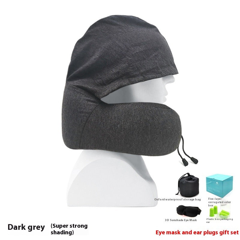 Hooded U-Shape Memory Foam Pillow with Storage